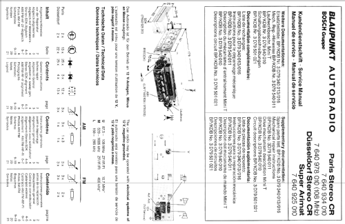Paris Stereo CR 7.640.934.010; Blaupunkt Ideal, (ID = 609260) Car Radio