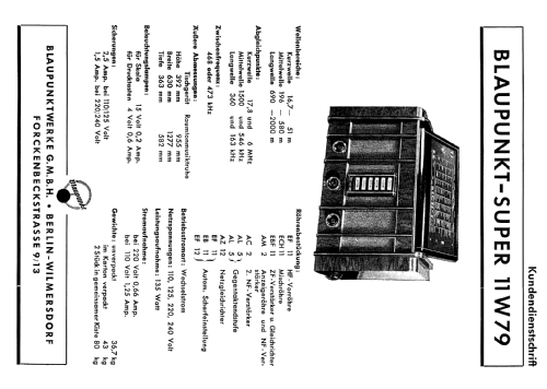 Super 11W79; Blaupunkt Ideal, (ID = 345877) Radio