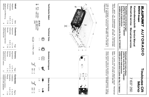 Toulouse CR Mono 7. 637. 250; Blaupunkt Ideal, (ID = 601471) Car Radio