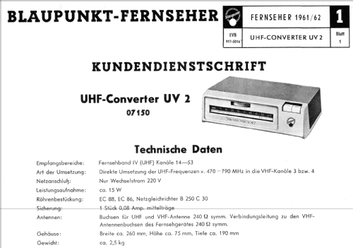 UHF-Converter UV2; Blaupunkt Ideal, (ID = 656903) Converter