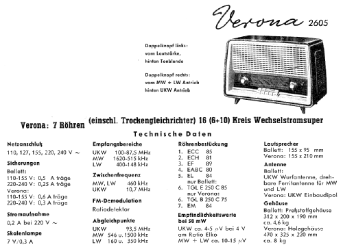 Verona Hi-Fi 2605; Blaupunkt Ideal, (ID = 111932) Radio