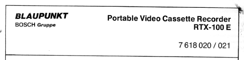 Video Cassette Recorder RTX-100E 7618020; Blaupunkt Ideal, (ID = 1270074) R-Player