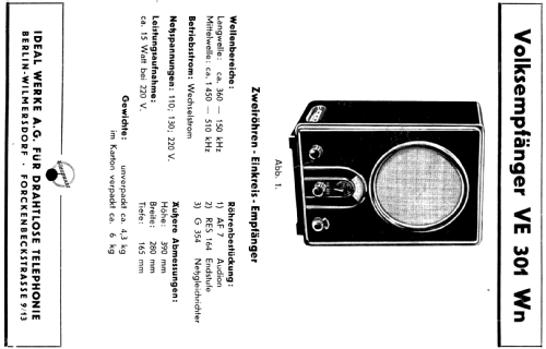 Volksempfänger VE301Wn; Blaupunkt Ideal, (ID = 1418766) Radio