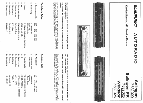 Windsor 7.632.026; Blaupunkt Ideal, (ID = 393932) Car Radio