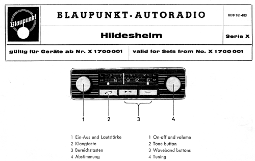 Hildesheim ab X 1700001; Blaupunkt Ideal, (ID = 2525023) Car Radio