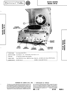 Portable Transcription Player DP-16; Bogen -Presto, David (ID = 3046019) Sonido-V