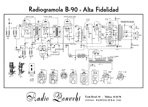 Radiogramola HI-FI B-90 Ch= 8 válvulas; Bonvehi Radio; (ID = 1883212) Radio