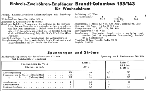 Columbus 143; Brandt Roland Brandt (ID = 13922) Radio