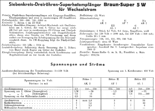 Super 5W; Braun; Frankfurt (ID = 14067) Radio
