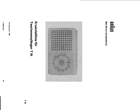 Taschenempfänger T31 / KT31; Braun; Frankfurt (ID = 1676125) Radio