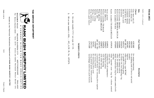 TR146A / TR146B; Bush Radio Ltd.; (ID = 2300550) Radio