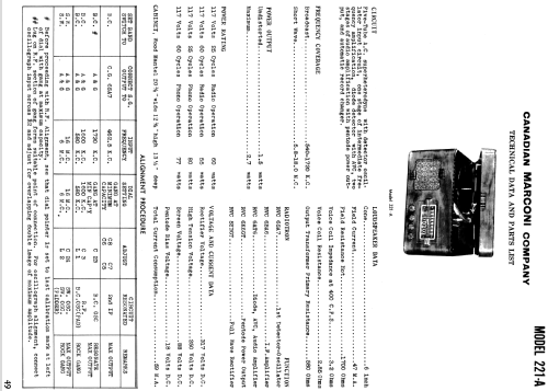 221A ; Canadian Marconi Co. (ID = 1189763) Radio