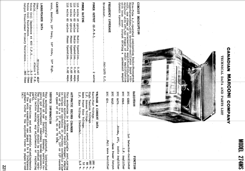 274MS ; Canadian Marconi Co. (ID = 1192396) Radio