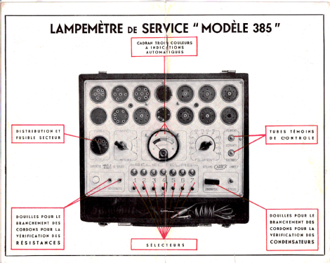 Tube tester / Röhrenprüfgerät 385; Cartex, (ID = 1754135) Ausrüstung