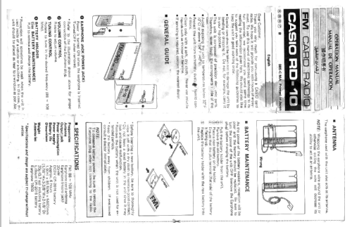 FM Card Radio RD-10; CASIO Computer Co., (ID = 1029681) Radio