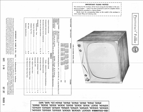 3T621 Ch= 1611; CBS-Columbia Inc.; (ID = 2219390) Television