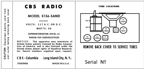 5156 Ch=5T3; CBS-Columbia Inc.; (ID = 3018232) Radio