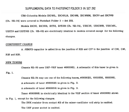 23T19 Ch= 921-94; CBS-Columbia Inc.; (ID = 1821508) Television