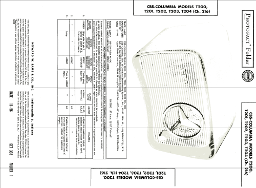 T203 Ch= 216; CBS-Columbia Inc.; (ID = 1989100) Radio