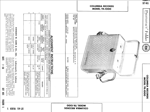 All Transistor Radio TR-1000; CBS-Columbia Inc.; (ID = 812674) Radio
