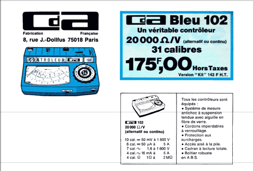 Analog Multimeter Controleur 102; CdA, Construction d' (ID = 1822035) Equipment
