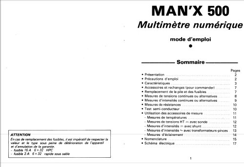 Digital Multimeter MAN'X 500; CdA, Construction d' (ID = 1816673) Equipment
