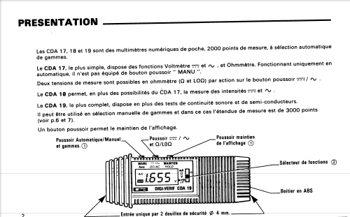 Multimètre numérique de poche CDA17, CDA18, CDA19; CdA, Construction d' (ID = 1818112) Equipment