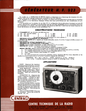 Generateur HF 923; Centrad; Annecy (ID = 2904798) Ausrüstung