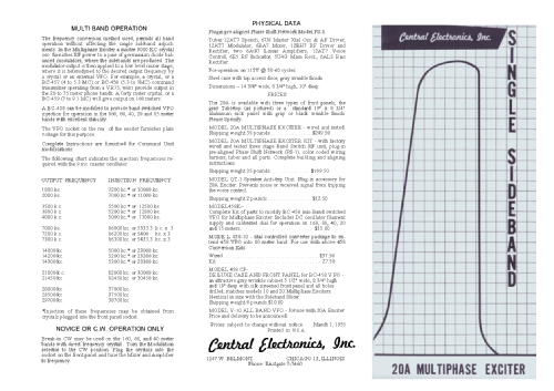 Multiphase Exciter 20-A; Central Electronics (ID = 1672186) Amateur-T