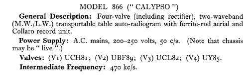 Calypso 866; Champion Electric, (ID = 574698) Radio