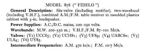 Fidelo 878; Champion Electric, (ID = 574700) Radio