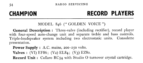 Golden voice 846; Champion Electric, (ID = 557730) Enrég.-R