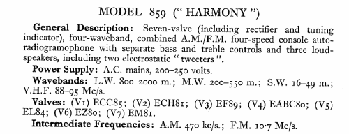 Harmony 859; Champion Electric, (ID = 562074) Radio