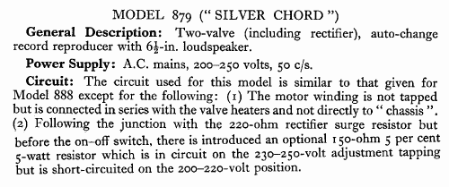 Silver Chord 879; Champion Electric, (ID = 430900) Enrég.-R