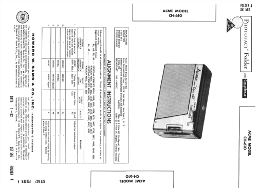 Acme 'tops all' Transistor Six CH-610; Chase Products Corp. (ID = 2314545) Radio