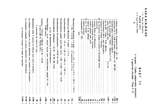 Baby 54; Cibot Radio; Paris (ID = 1819498) Radio