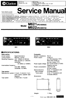 M621 PE-6006A; Clarion Co., Ltd.; (ID = 2731914) Car Radio