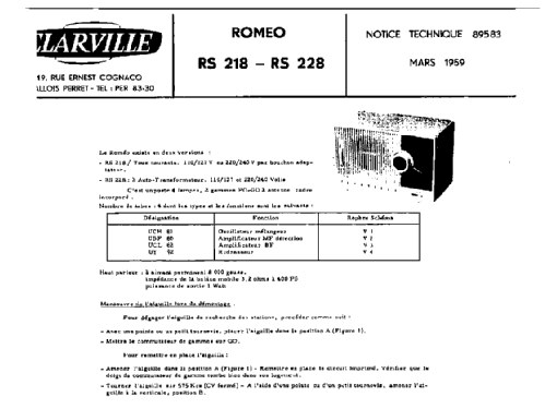 Roméo RS218; Clarville CSF; Paris (ID = 1403999) Radio
