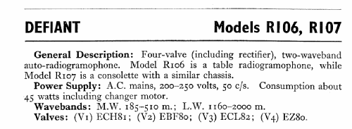 Defiant R106; Co-operative (ID = 562736) Radio