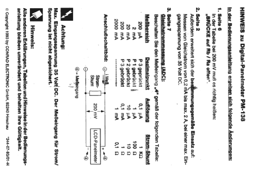 Digital-Panelmeter PM-138 ; Conrad Electronic (ID = 1972860) Equipment