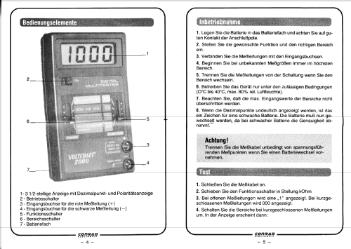 Voltcraft - LCD Digital Multitester 2000; Conrad Electronic (ID = 1835821) Equipment