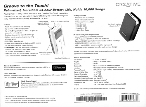 Zen Touch DAP-HD0014; Creative Technology (ID = 3223571) R-Player