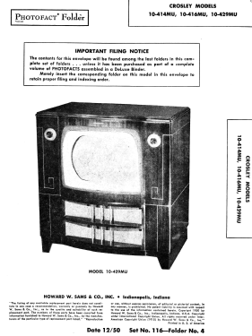 10-429MU; Crosley Radio Corp.; (ID = 2801364) Television