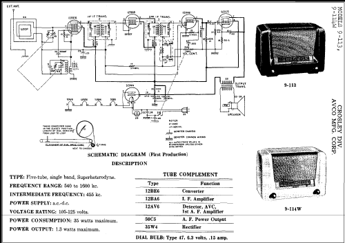 9-114W ; Crosley Radio Corp.; (ID = 280960) Radio