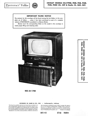 DU-17 PHB Ch= 359; Crosley Radio Corp.; (ID = 3035794) TV Radio