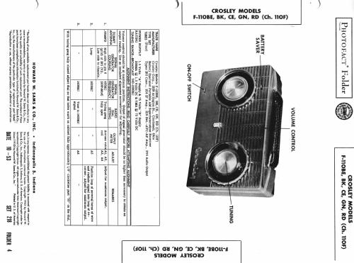F-110BE 'Skyrocket' Ch= 110F; Crosley Radio Corp.; (ID = 981941) Radio