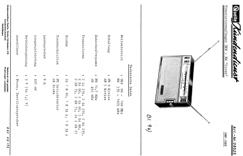 10 Transistor FM/AM 2 Band Radio TRF-1100; Crown Radio Corp.; (ID = 636150) Radio