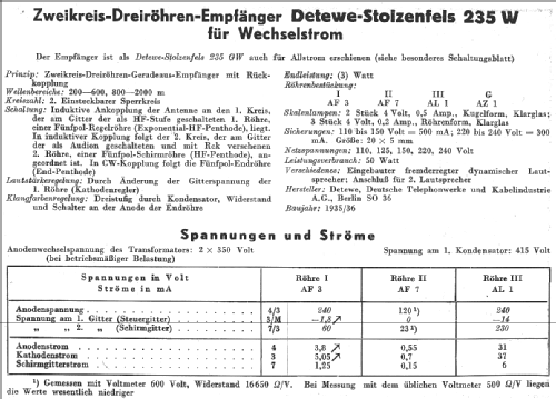 Stolzenfels 235W; DeTeWe (ID = 14096) Radio