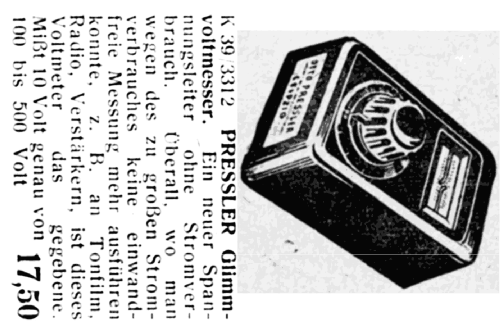 Glimm-Voltmeter ; Deutsche Glimmlampen (ID = 1578711) Equipment