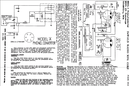 A Phono Converter ; DeWald Radio Mfg. (ID = 1178396) Power-S